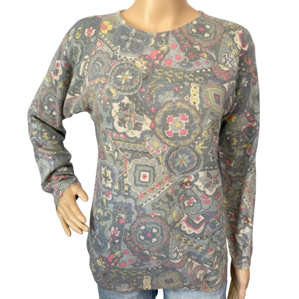 The Limited Italian Lambswool Blend Vintage Sweater Paisley Size M - Picture 2 of 10